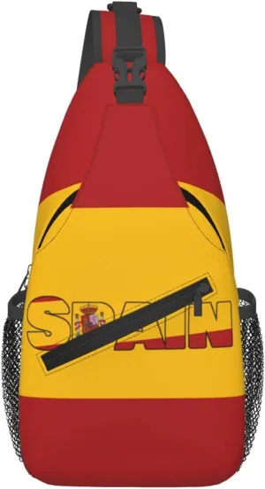 Spain Mens Crossbody Chest Bag One Shoulder Strap Sling Backpack