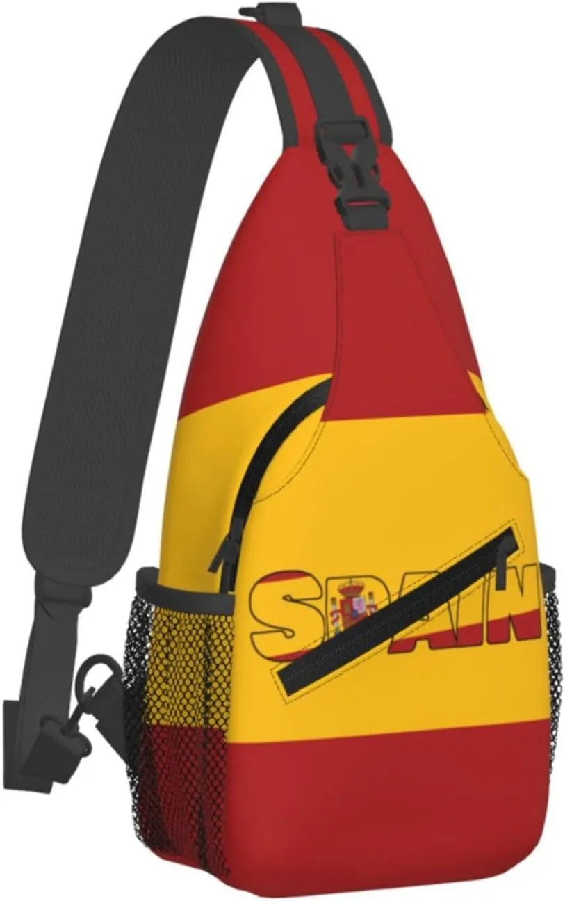 Spain Mens Crossbody Chest Bag One Shoulder Strap Sling Backpack