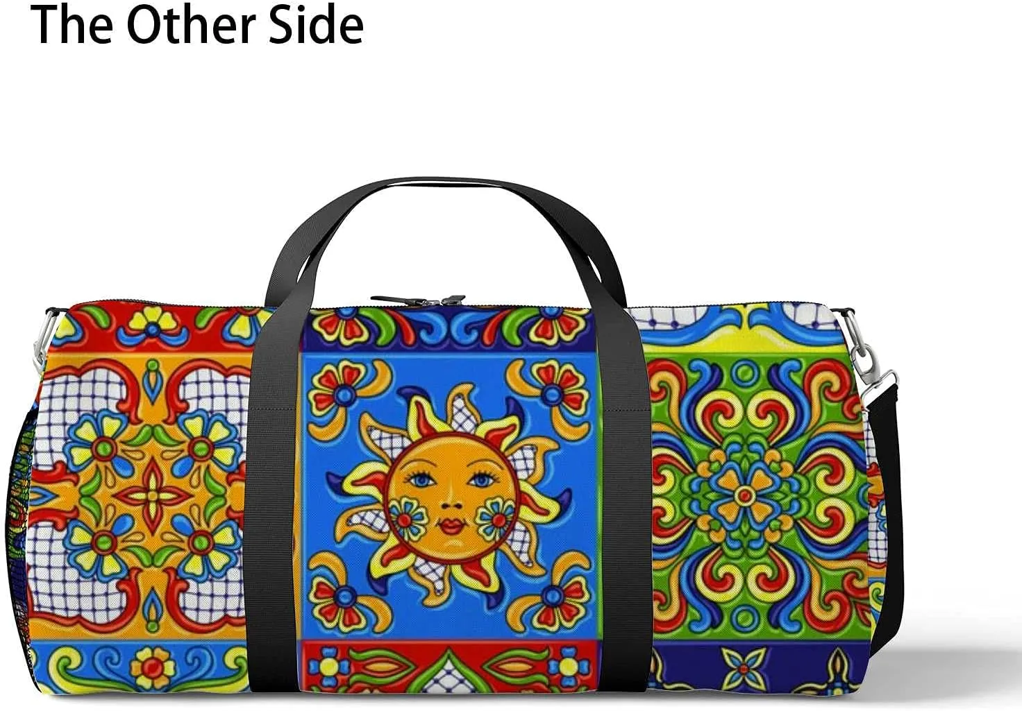 Sports Gym Bag for Women and Men Waterproof Mexican Talavera Pattern Duffel Bag Lightweight Carryon Traveling Boarding Gripsack