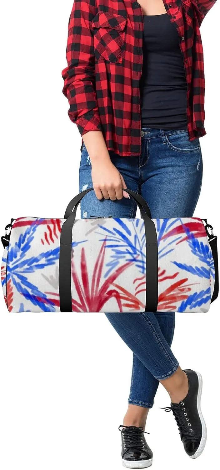 Sports Gym Bag for Women and Men Waterproof Palm Tree Pattern Tropical Simple Sketch Duffel Bag Lightweight Carryon Traveling Boarding Gripsack
