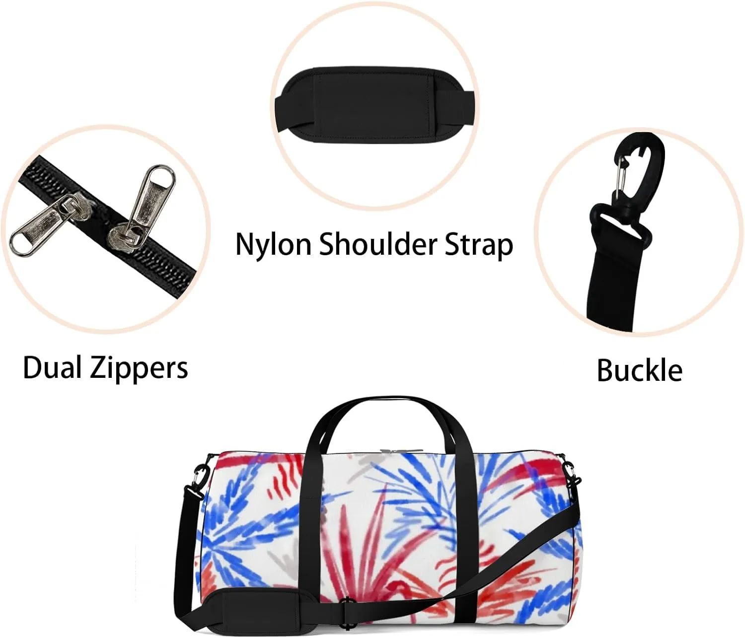 Sports Gym Bag for Women and Men Waterproof Palm Tree Pattern Tropical Simple Sketch Duffel Bag Lightweight Carryon Traveling Boarding Gripsack