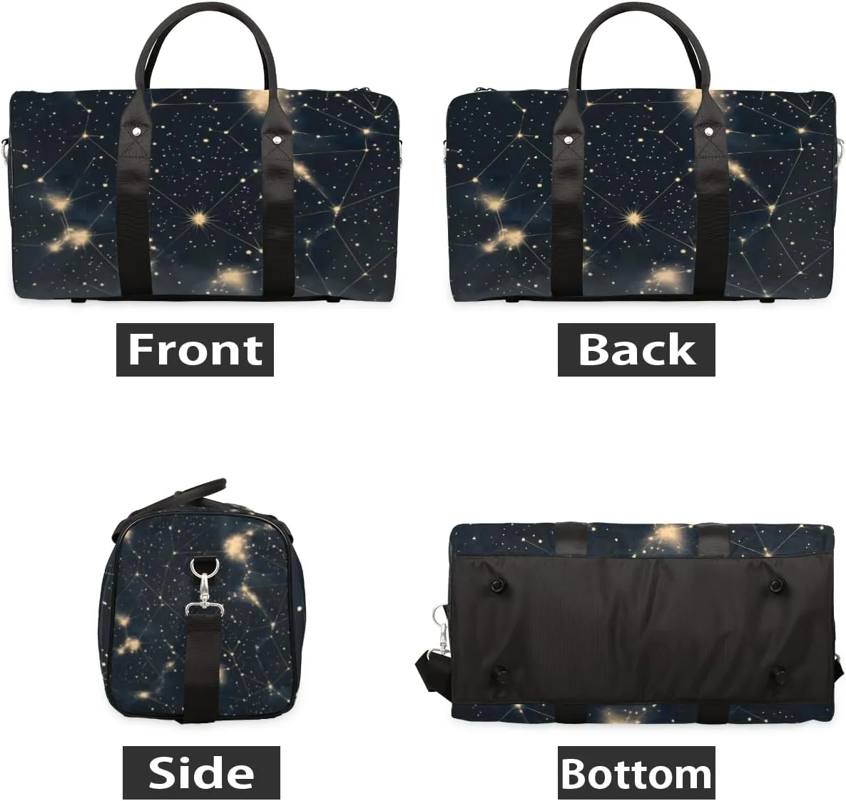 Starry Night Travel Duffle Bag for Women Men Gym Duffel Foldable Bag Waterproof Weekender Cosmic Galaxy Duffle Tote