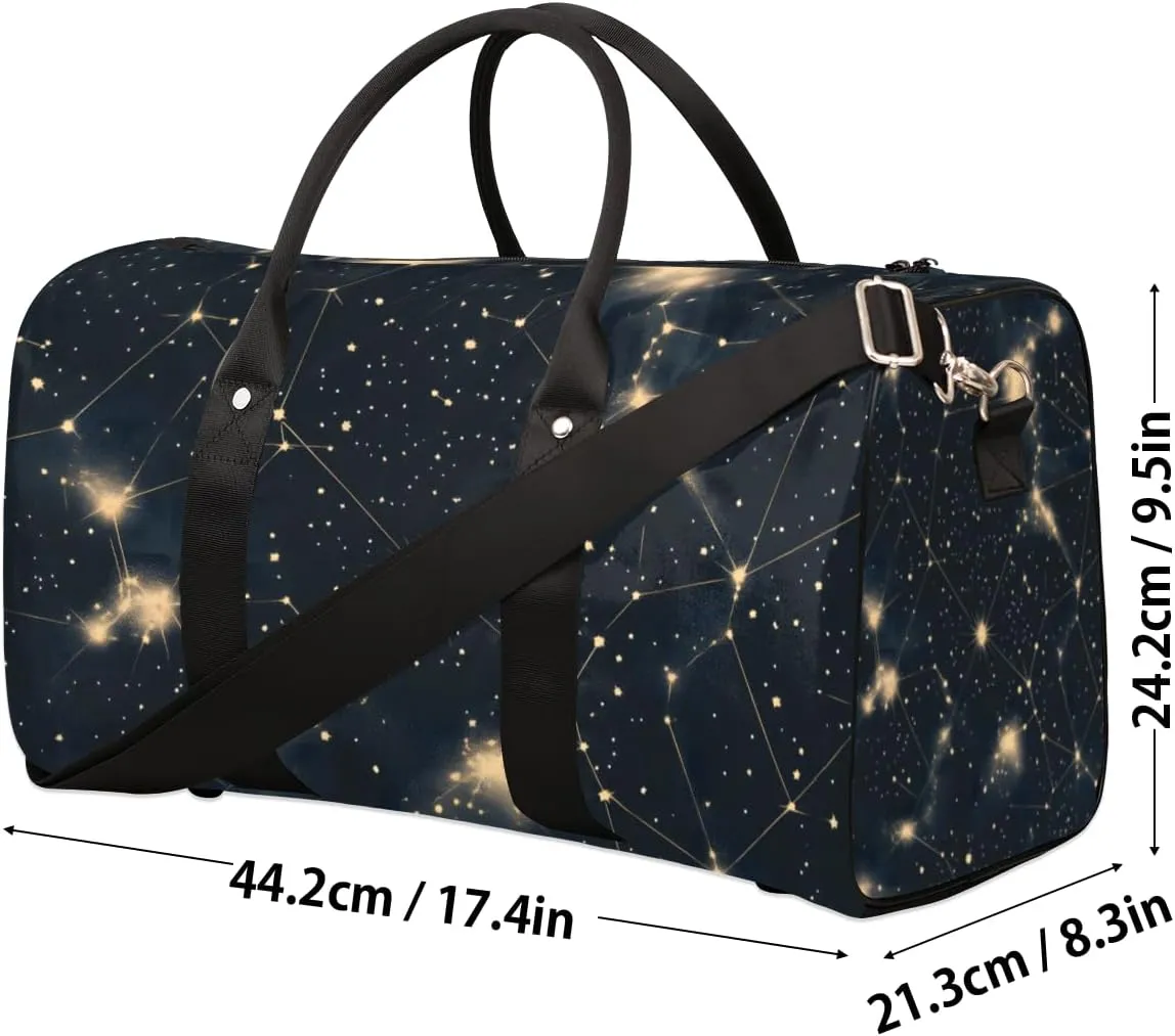 Starry Night Travel Duffle Bag for Women Men Gym Duffel Foldable Bag Waterproof Weekender Cosmic Galaxy Duffle Tote