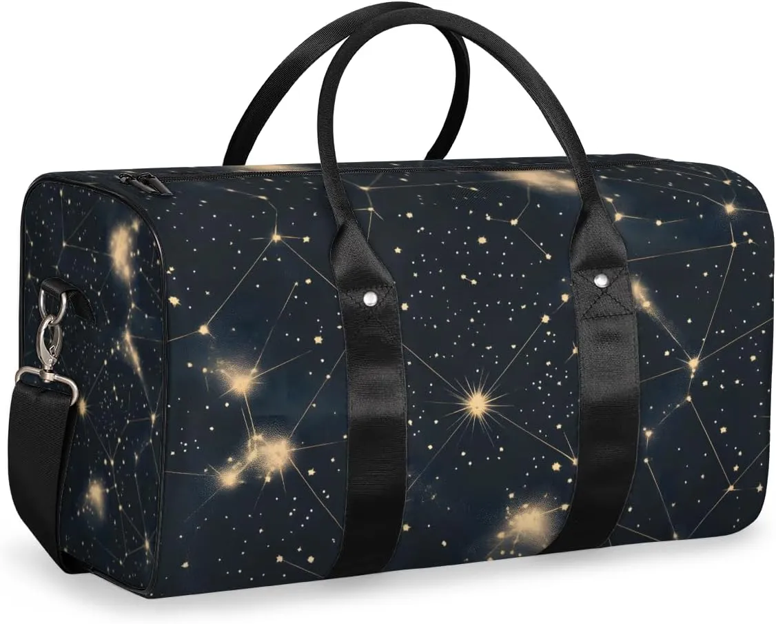 Starry Night Travel Duffle Bag for Women Men Gym Duffel Foldable Bag Waterproof Weekender Cosmic Galaxy Duffle Tote