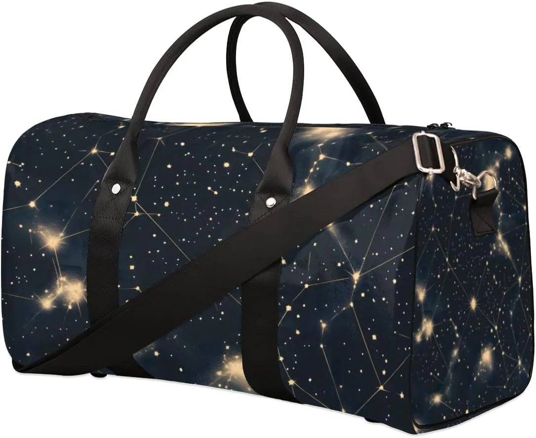 Starry Night Travel Duffle Bag for Women Men Gym Duffel Foldable Bag Waterproof Weekender Cosmic Galaxy Duffle Tote