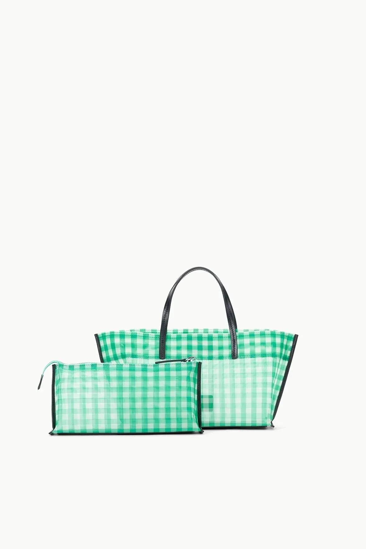 Staud Christos Mini Mesh Tote Jade Gingham