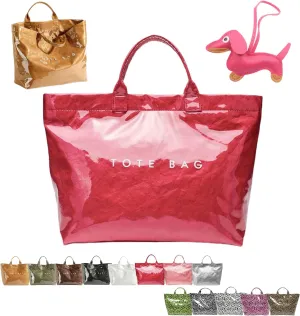 Stellaya Tote Bag, Women's Letters Print Tote Bag, PVC Clear Tote Bag for Women, Fashionable Leopard Print Tote Bag