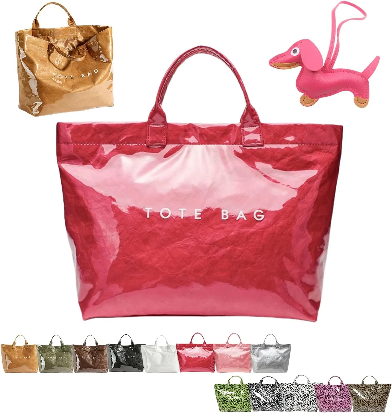 Stellaya Tote Bag, Women's Letters Print Tote Bag, PVC Clear Tote Bag for Women, Fashionable Leopard Print Tote Bag