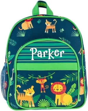 Stephen Joseph Personalized Backpack - Jungle Animals Book Bag - Kids Back to School Supplies - Vacation Daypack - Custom Name