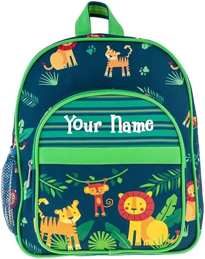 Stephen Joseph Personalized Backpack - Jungle Animals Book Bag - Kids Back to School Supplies - Vacation Daypack - Custom Name
