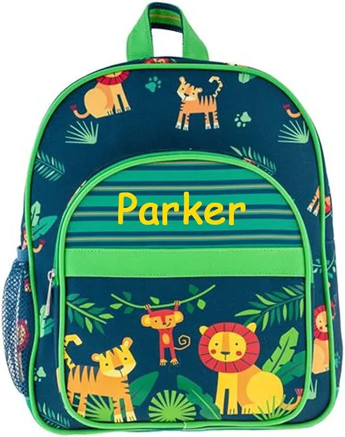 Stephen Joseph Personalized Backpack - Jungle Animals Book Bag - Kids Back to School Supplies - Vacation Daypack - Custom Name
