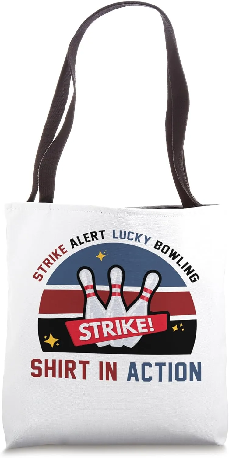 Strike Alert Bowling Lucky Bowler's Champion Games Design Tote Bag