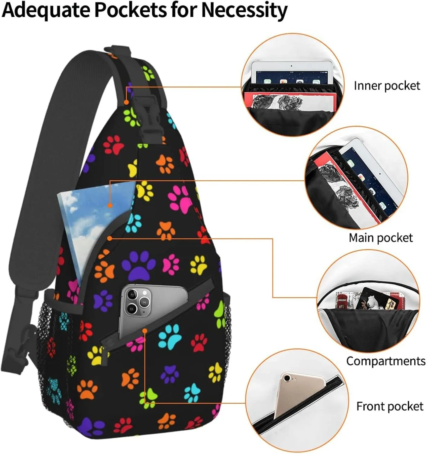 Stylish Chest Sling Bag Crossbody Shoulder Backpack Adjustable Lightweight Travel Hiking Casual Daypack Unisex