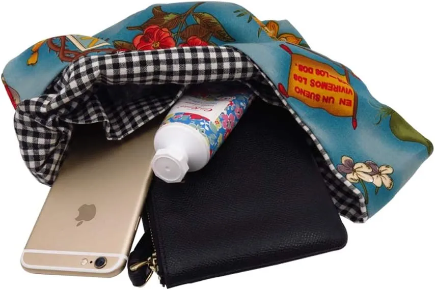 Stylish Cotton Japanese Pattern Wrist Bag Sleeve Knot Pouch Portable Canvas Tote Purse for Female, Women