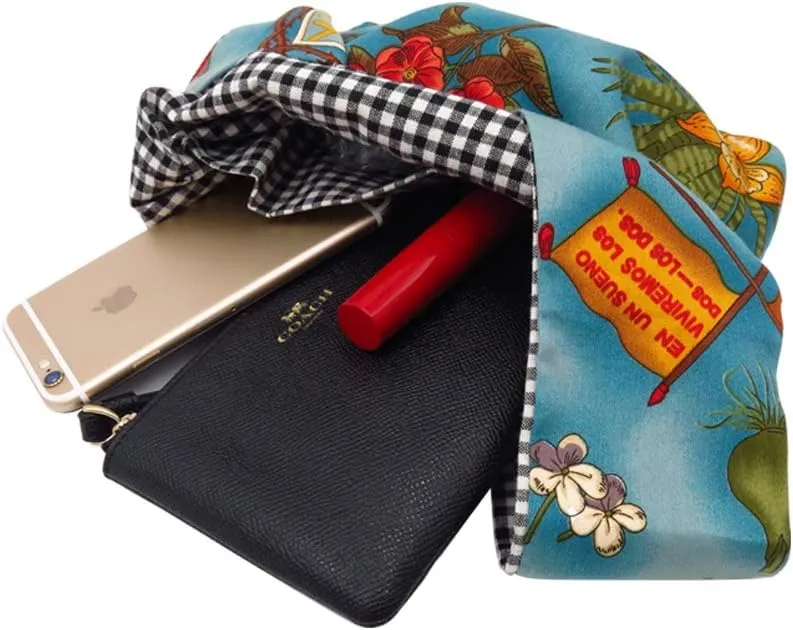 Stylish Cotton Japanese Pattern Wrist Bag Sleeve Knot Pouch Portable Canvas Tote Purse for Female, Women