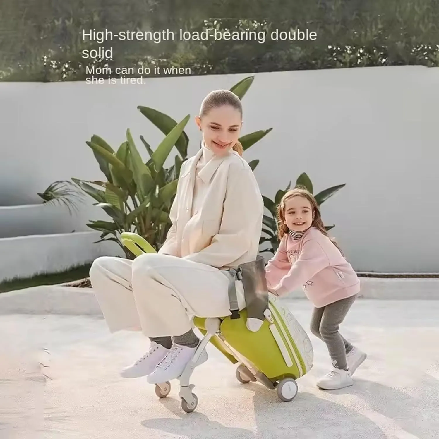 Suitcase for Children Ride-on 45L Trolley Case Kids Cabin Bag 220lb Load-Bearing Hand Luggage with Thickened Base Detachable Pram for Ages 2-10 Holiday Travel Birthday Gift