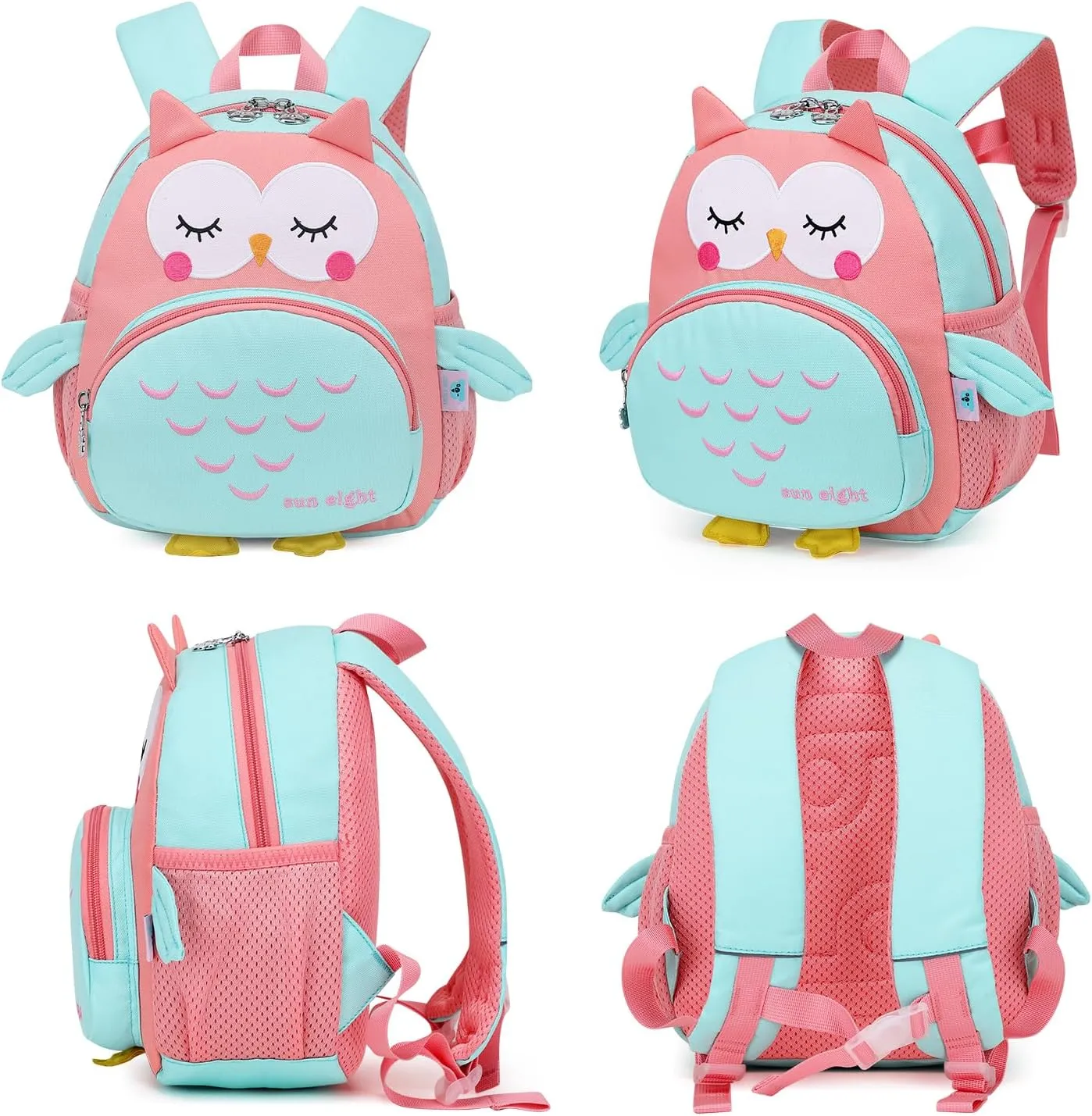 SUN EIGHT Preschool Backpack Toddler for Girls Animal Waterproof Kids Backpack 3D Cartoon School Bag for Baby Girl Boy 1-5 Years（Cute Owl）
