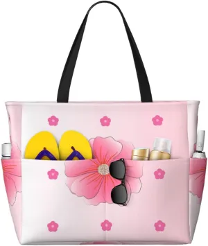 Sunflower Seeds And Mushroom Spacious Large Capacity Beach Travel Bag - Foldable Beach Bag Tote Bag With Zipper