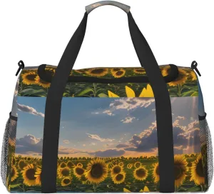Sunflowers Sunlight Print Travel Hand Travel Bag Weekender Overnight Carry On Tote Foldable Crossbody Bag