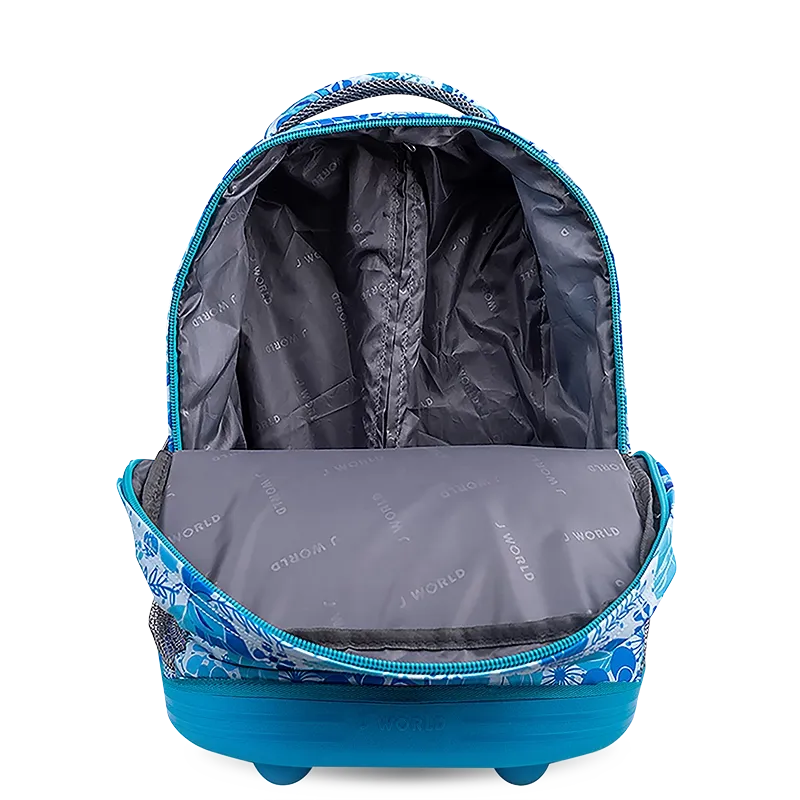 Sunrise Rolling Backpack (18 Inch) in Blue Vine