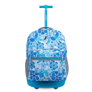 Sunrise Rolling Backpack (18 Inch) in Blue Vine
