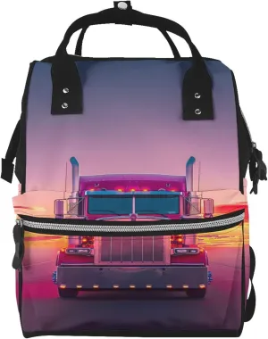 Sunset Truck Highway Pattern Mummy Diaper Bag Backpack Durable Maternity Baby Nappy Casual Shoulder Bags Travel Hiking Outdoor Pack