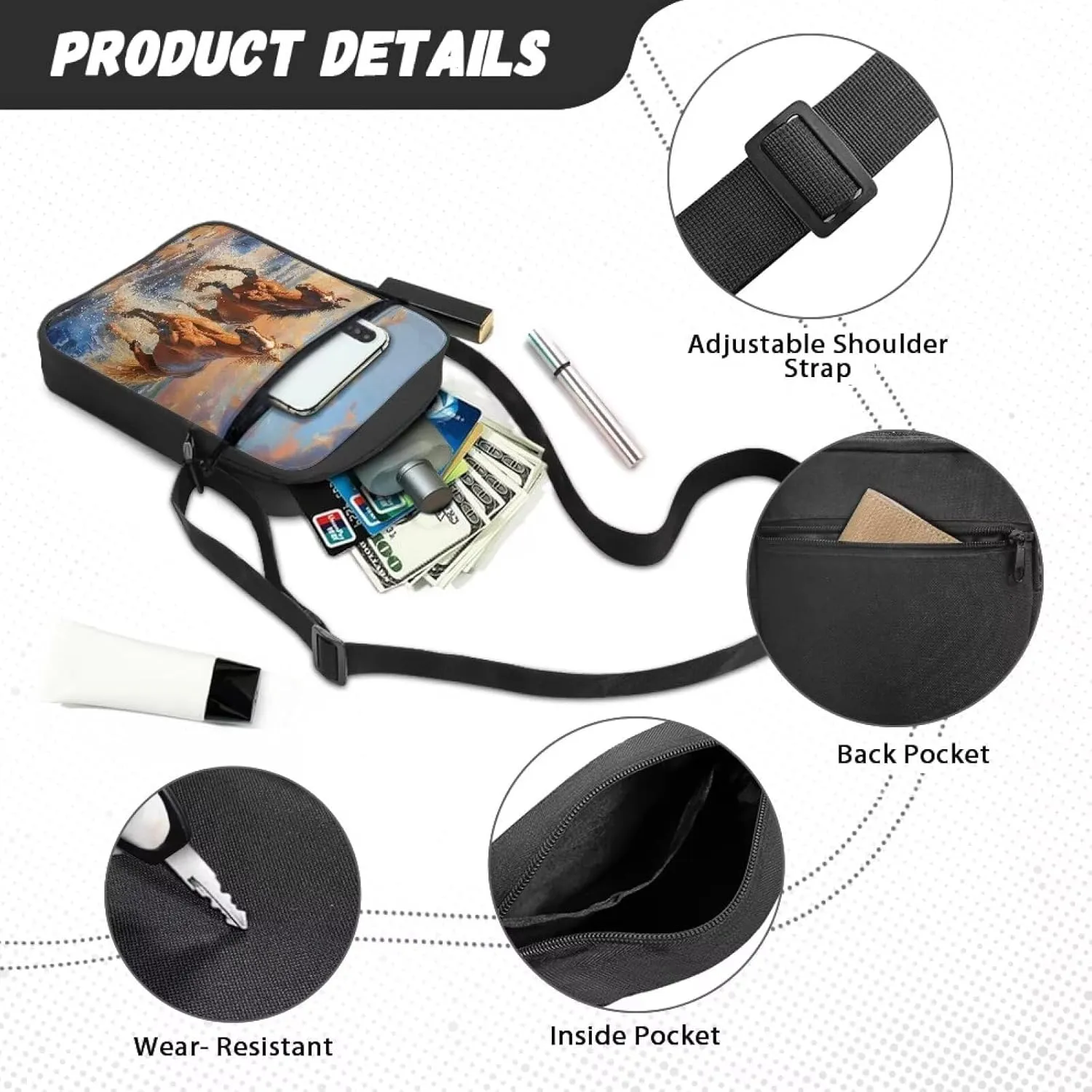 Suobstales Messenger Bag for Men Women Canvas Purse Crossbody Shoulder Bag Casual Sling Pack for Work Business Sport Travel