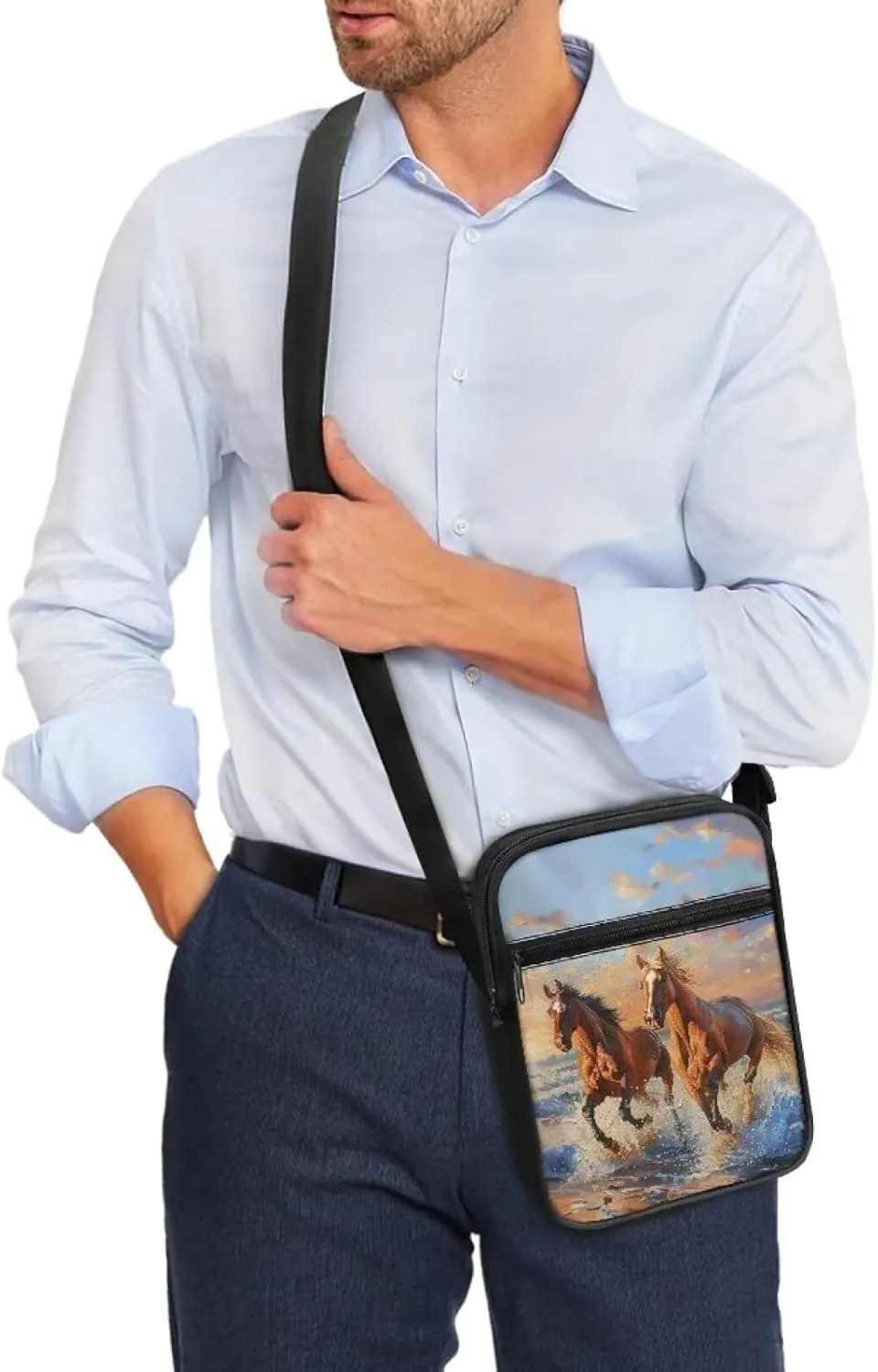 Suobstales Messenger Bag for Men Women Canvas Purse Crossbody Shoulder Bag Casual Sling Pack for Work Business Sport Travel