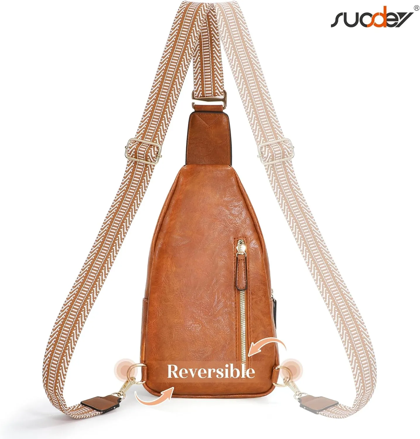 SUOSDEY Sling Bags for Women - Crossbody Leather Sling Backpack Chest Shoulder Bags for Casual Traveling Hiking Cycling
