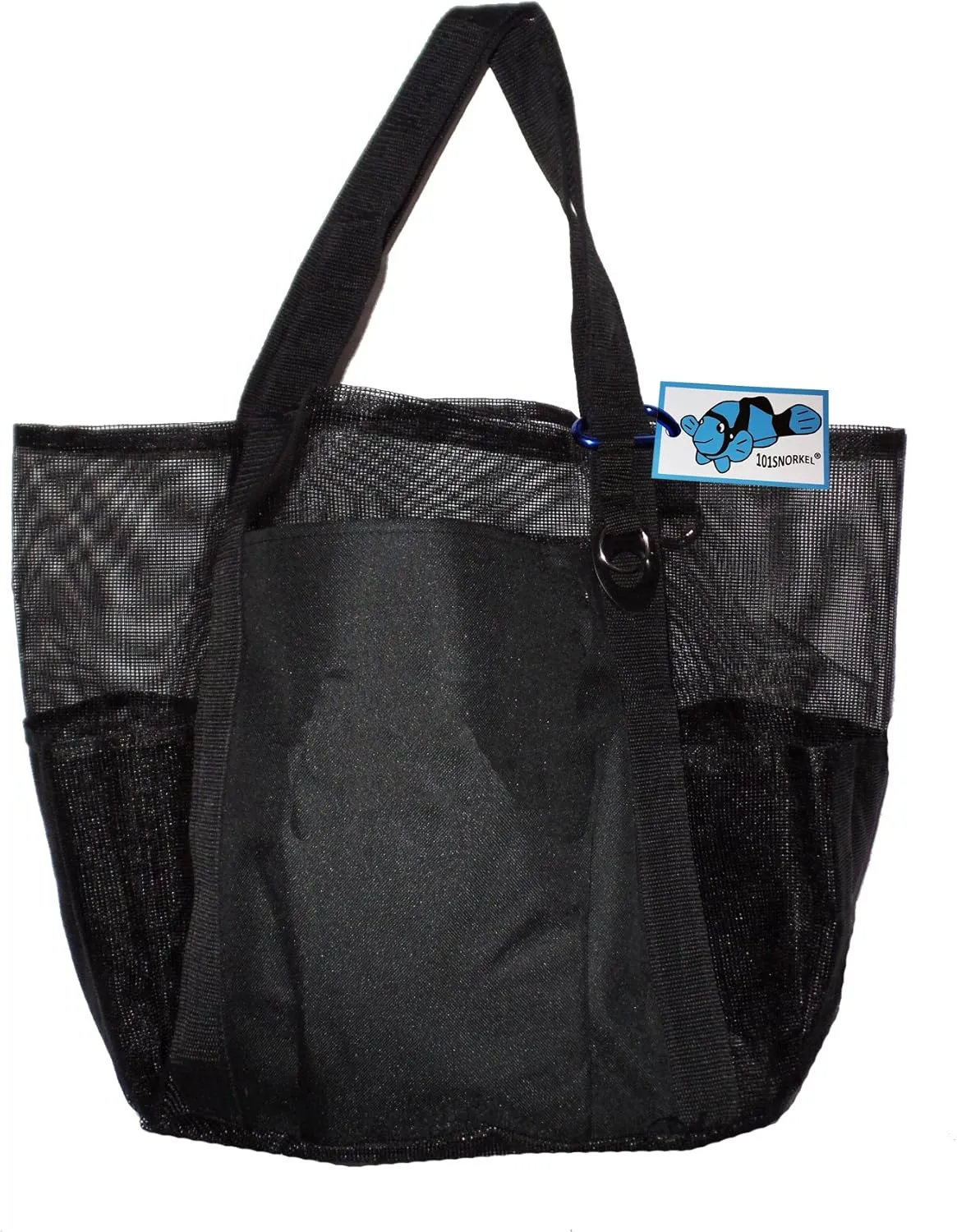 Super Big Large Mesh Family Beach Bag Tote - 24 in x 16 in x 10 in (Black - Blank)