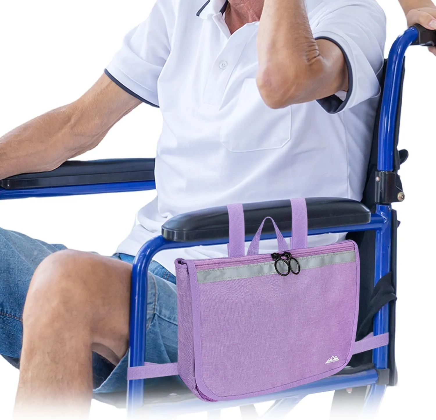 supregear Wheelchair Side Bag, Multifunctional Side Storage Pouch for Rollator, Walkers, Power Wheelchairs and Knee Scooters Wheelchair Armrest Bag for Elderly Seniors Adults Portable Travel Tote