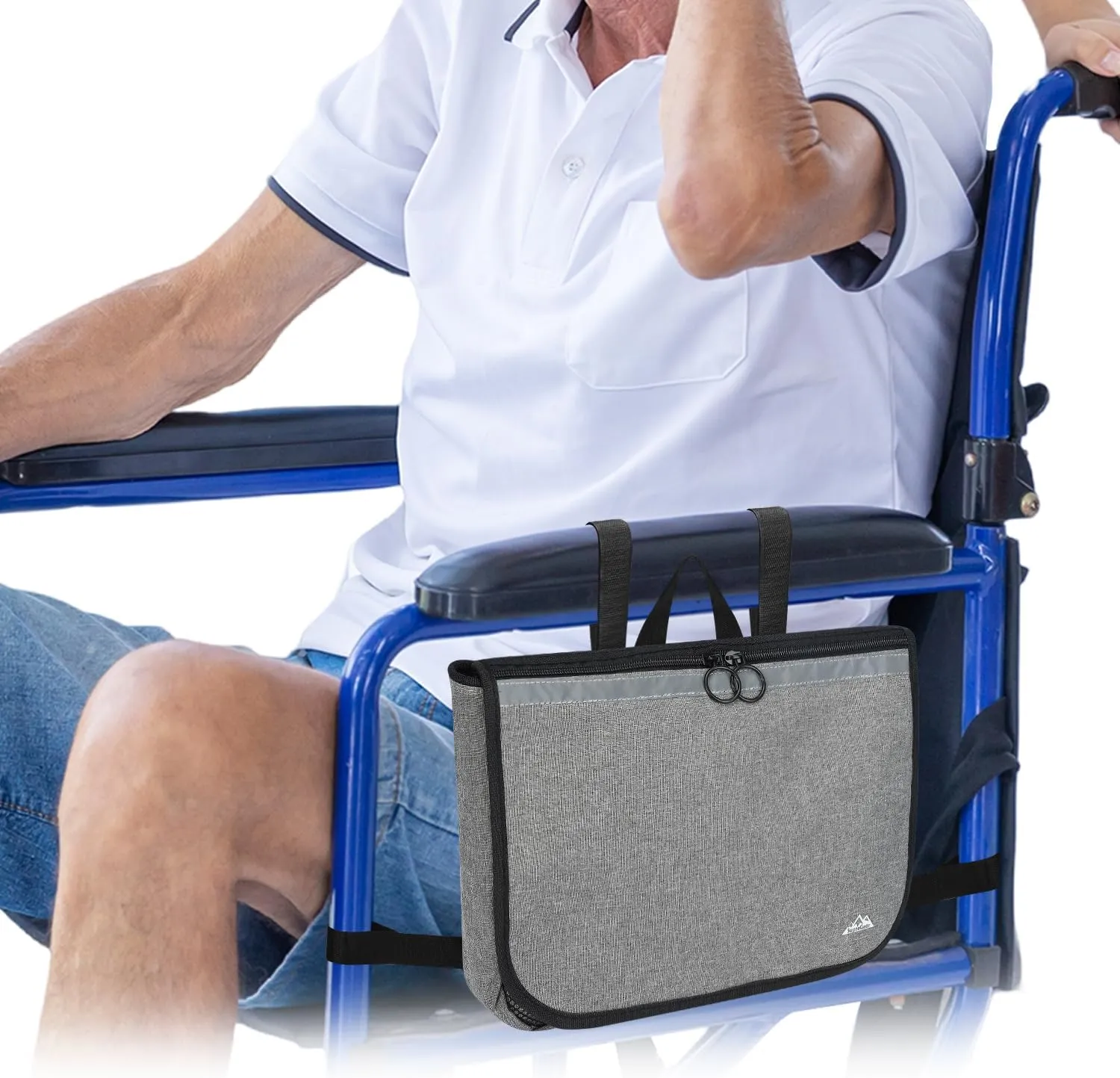 supregear Wheelchair Side Bag, Multifunctional Side Storage Pouch for Rollator, Walkers, Power Wheelchairs and Knee Scooters Wheelchair Armrest Bag for Elderly Seniors Adults Portable Travel Tote