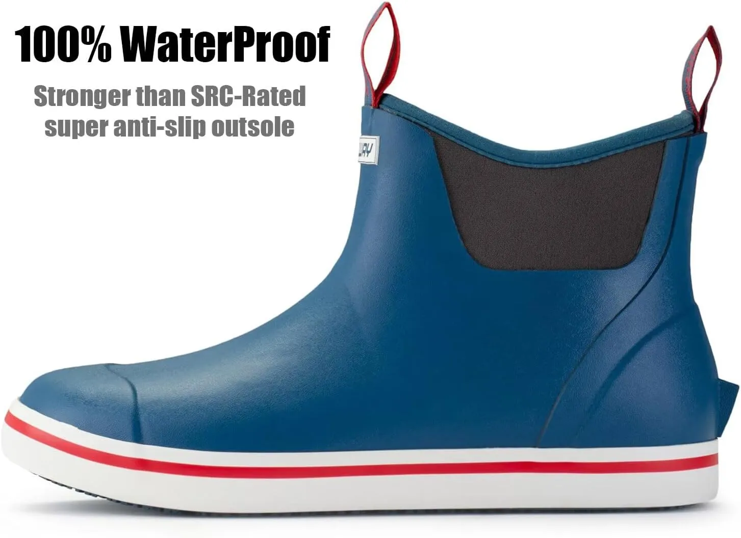 SUREWAY Men's Deck Boots Professional Non-Slip Fishing & Ankle Boating Boot Waterproof Rain Boots, Lightweight Neoprene Rubber Deck Boots