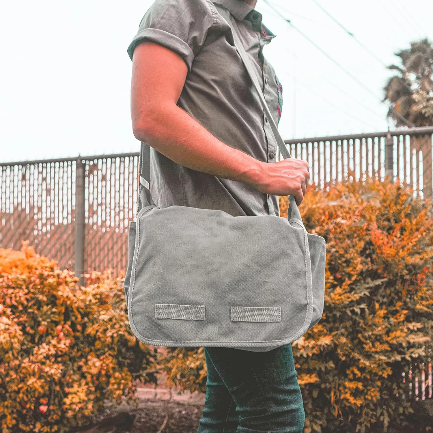 Sweetbriar Classic Vintage Messenger Bag - Original Heavyweight Cotton Canvas Shoulder Bag with Upgraded Features