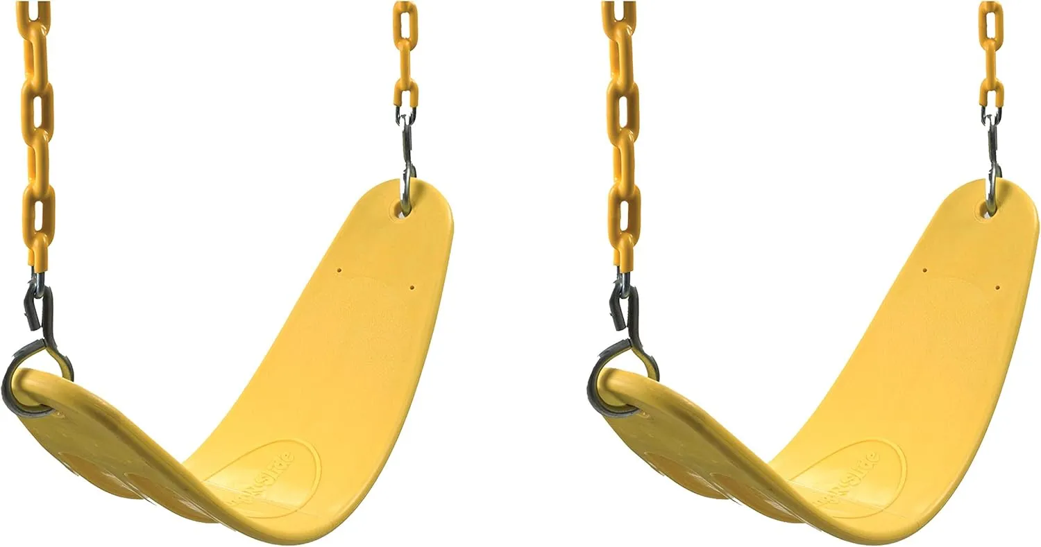 Swing-N-Slide WS 4772 Extreme Heavy Duty Swing Seat Set Outdoor Playground Swings with Coated Chains & Quick Links, Yellow, Pack of 2