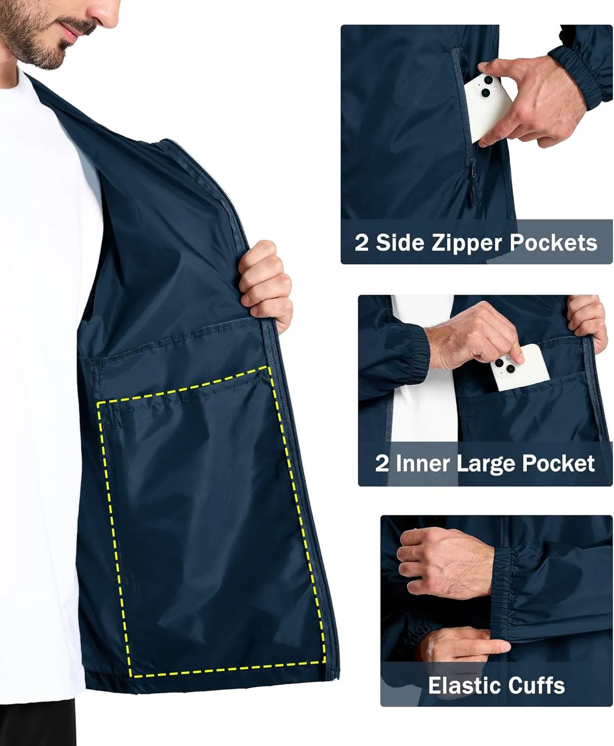 SWISSWELL Rain Suit Waterproof Breathable Lightweight Packable 2 Pieces Rainwear Rain Gear for Golf Hiking Fishing