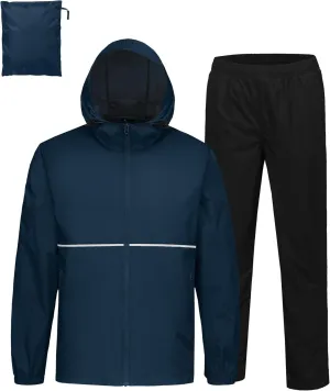 SWISSWELL Rain Suit Waterproof Breathable Lightweight Packable 2 Pieces Rainwear Rain Gear for Golf Hiking Fishing