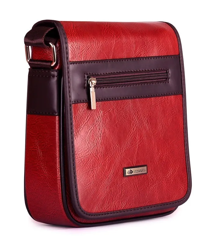 Synthetic Messenger Bag - Premium Leatherette, Lightweight | 23 cm | Mahogany