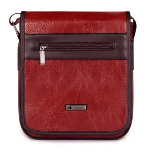 Synthetic Messenger Bag - Premium Leatherette, Lightweight | 23 cm | Mahogany