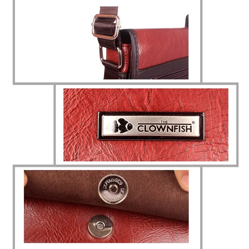 Synthetic Messenger Bag - Premium Leatherette, Lightweight | 23 cm | Mahogany