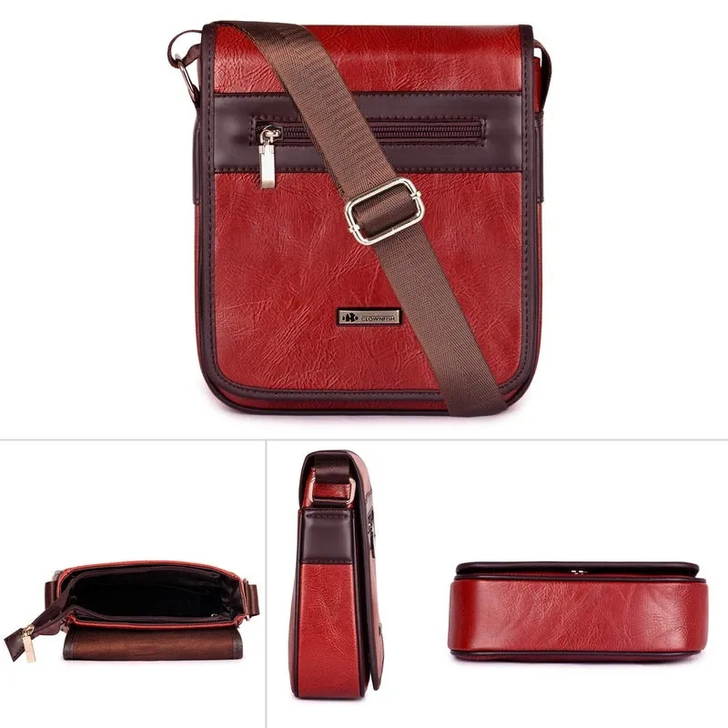 Synthetic Messenger Bag - Premium Leatherette, Lightweight | 23 cm | Mahogany