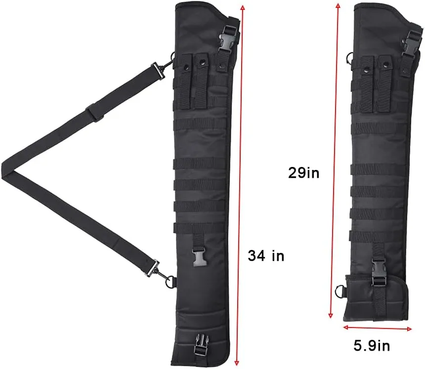 Tactical Shotgun Rifle Scabbard Bag Adjustable Shoulder Strap Outdoor Hunting Molle Holster