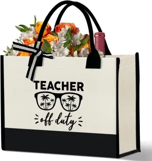 Teacher Gift Canvas Tote Bag, Kindergarten Preschool Daycare Teacher Birthday Teacher's Day Christmas Gift Work Bag
