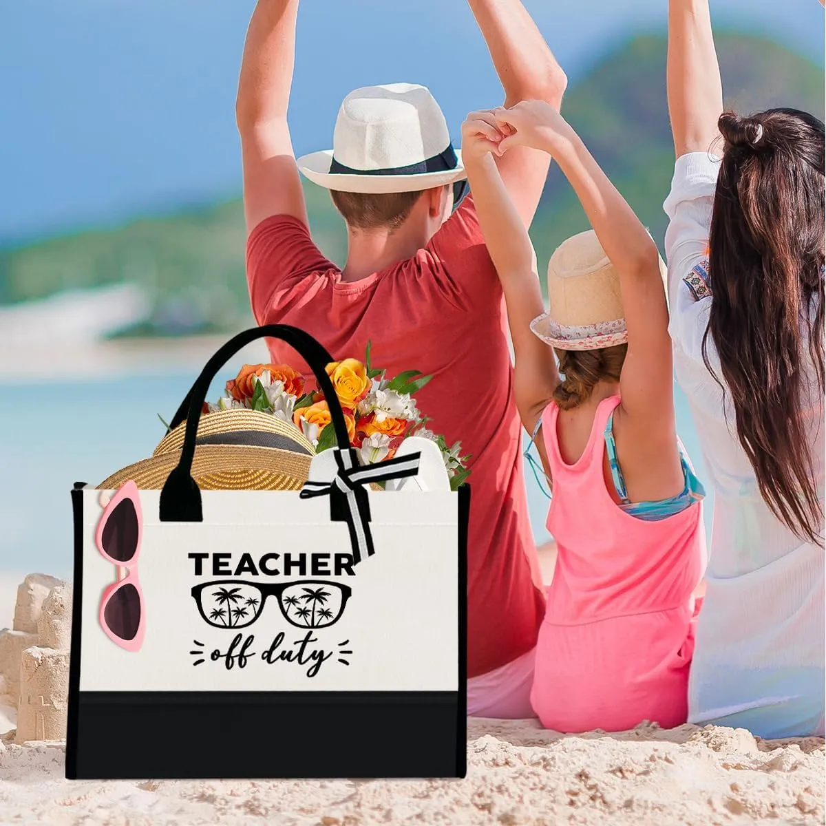 Teacher Gift Canvas Tote Bag, Kindergarten Preschool Daycare Teacher Birthday Teacher's Day Christmas Gift Work Bag