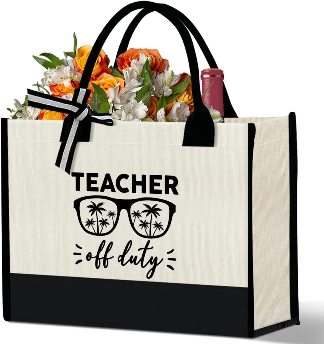 Teacher Gift Canvas Tote Bag, Kindergarten Preschool Daycare Teacher Birthday Teacher's Day Christmas Gift Work Bag
