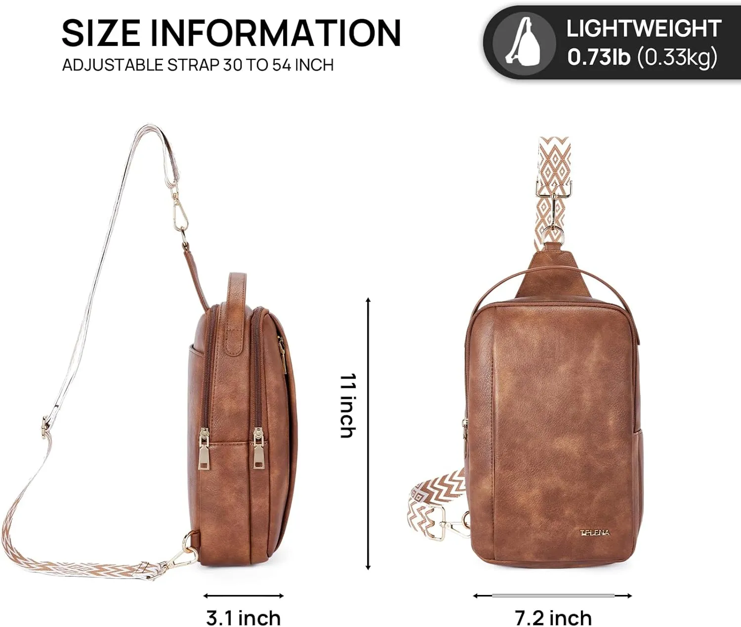 Telena Crossbody Sling Bags for Women, PU Leather Fanny Packs Cross Body Bag for Woman