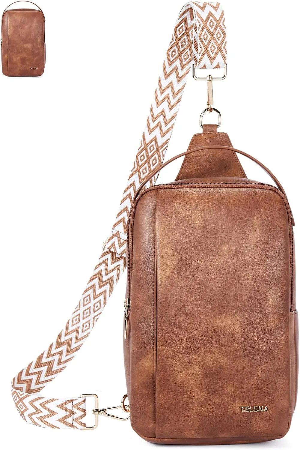 Telena Crossbody Sling Bags for Women, PU Leather Fanny Packs Cross Body Bag for Woman