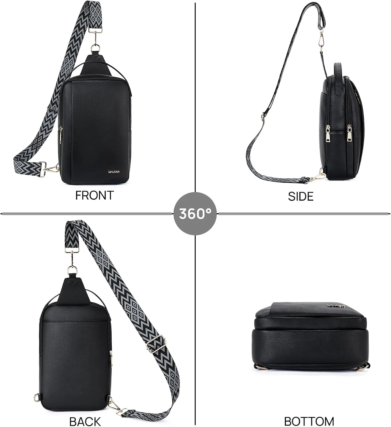 Telena Crossbody Sling Bags for Women, PU Leather Fanny Packs Cross Body Bag for Woman