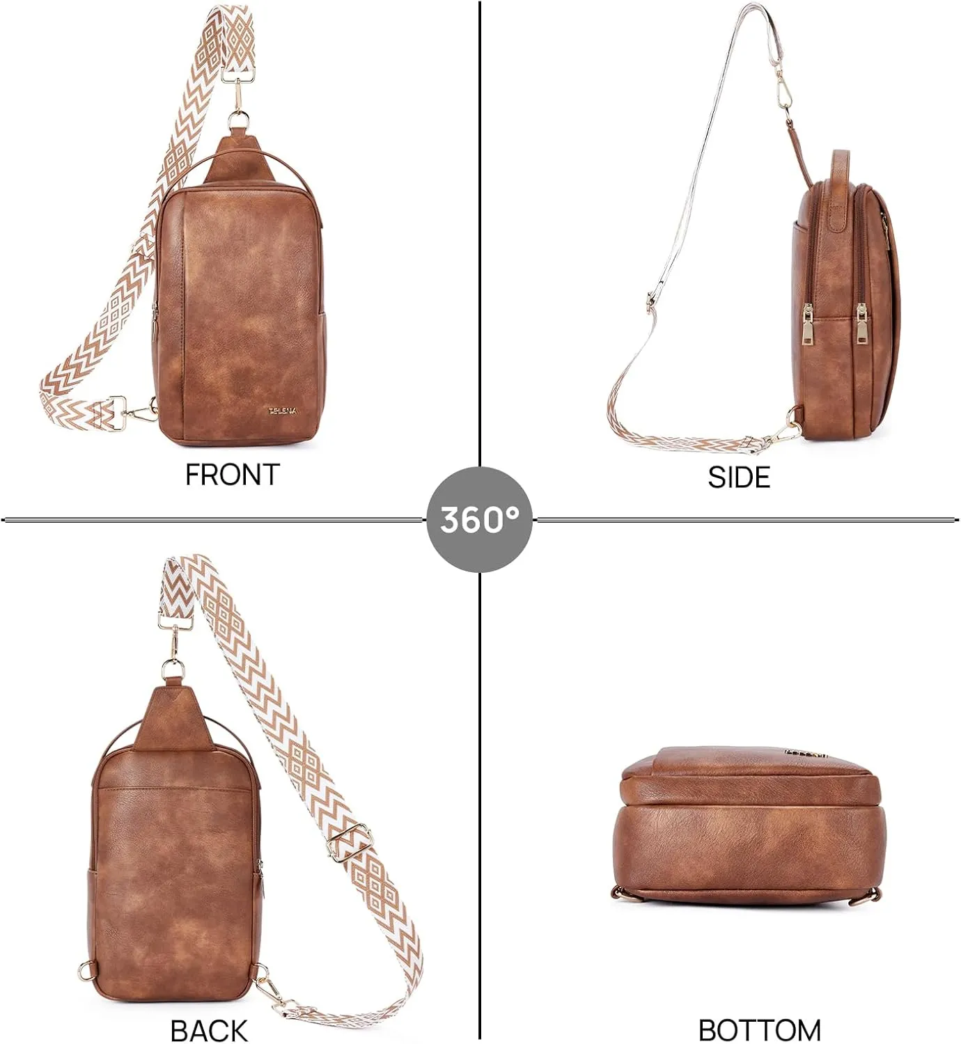 Telena Crossbody Sling Bags for Women, PU Leather Fanny Packs Cross Body Bag for Woman