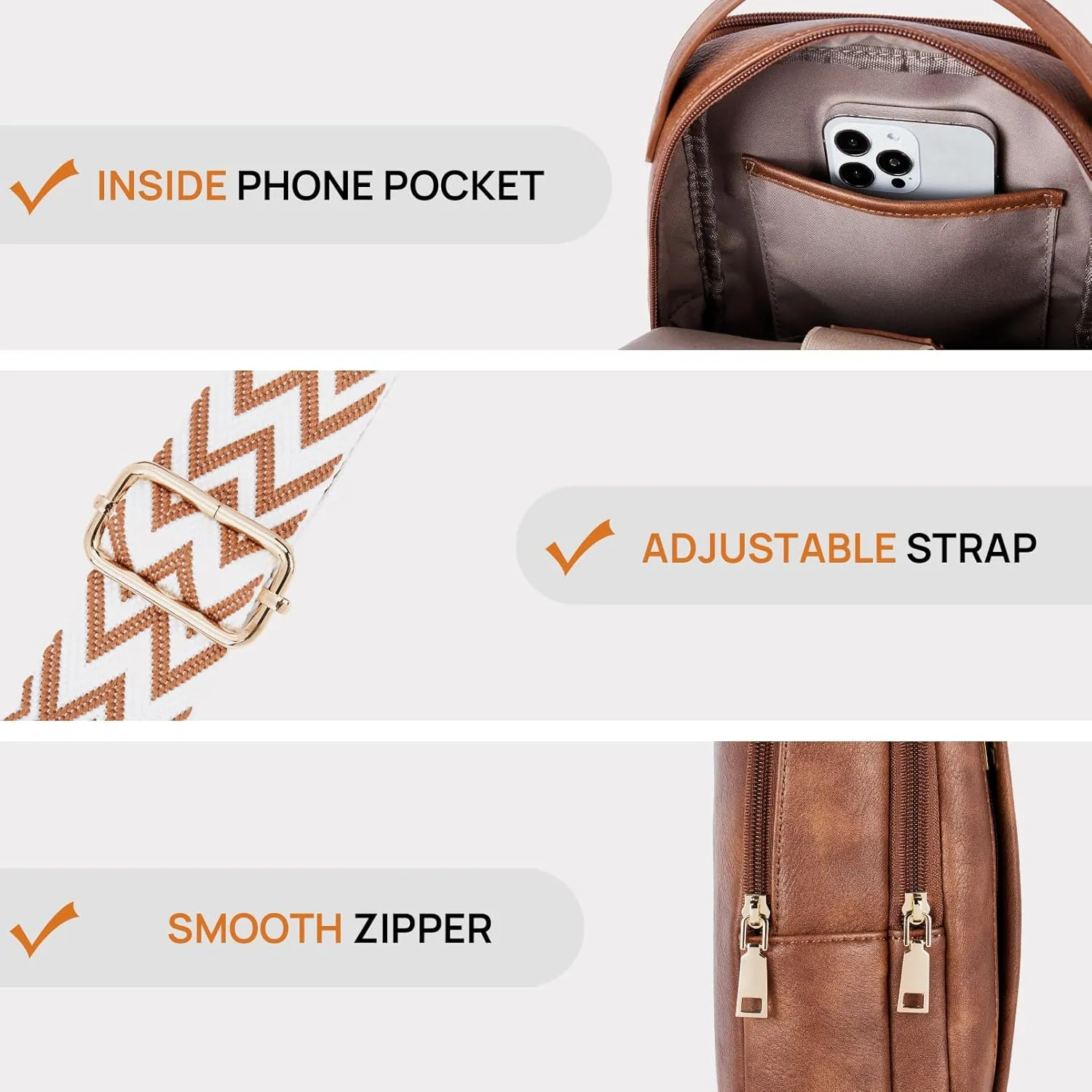 Telena Crossbody Sling Bags for Women, PU Leather Fanny Packs Cross Body Bag for Woman